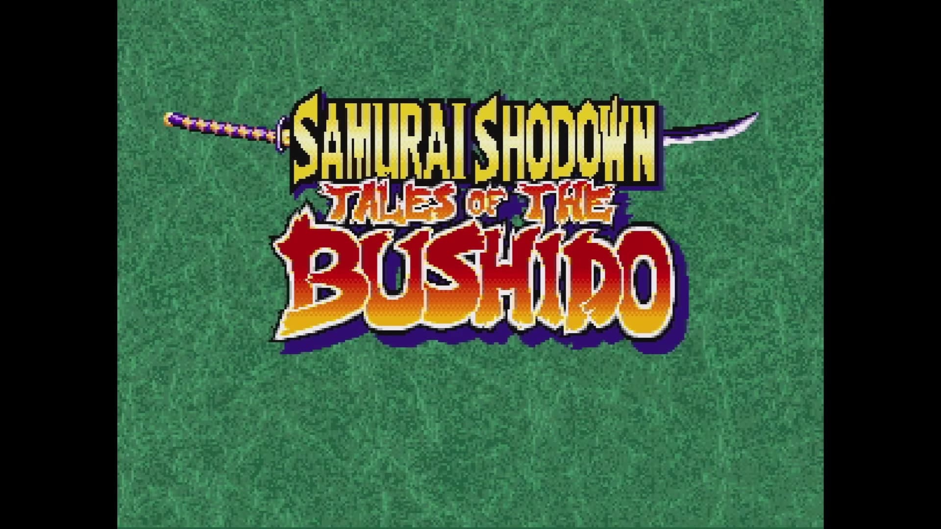 Image was taken from the YouTube video created by Video Game Esoterica, screenshot of the title screen for the Samurai Shodown RPG
